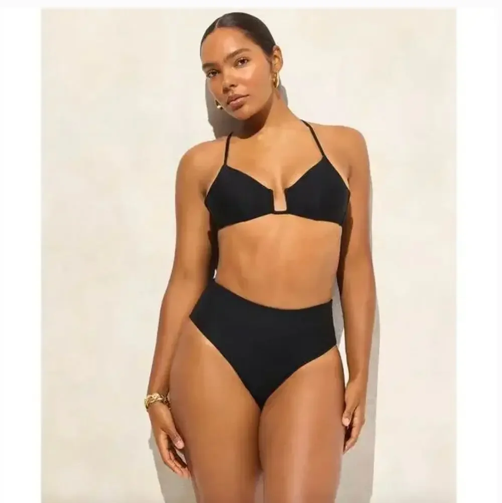 J.Crew Bikini Swim Suit Classic Sculpt Mira Top S Black NWT CJ786 J.Crew